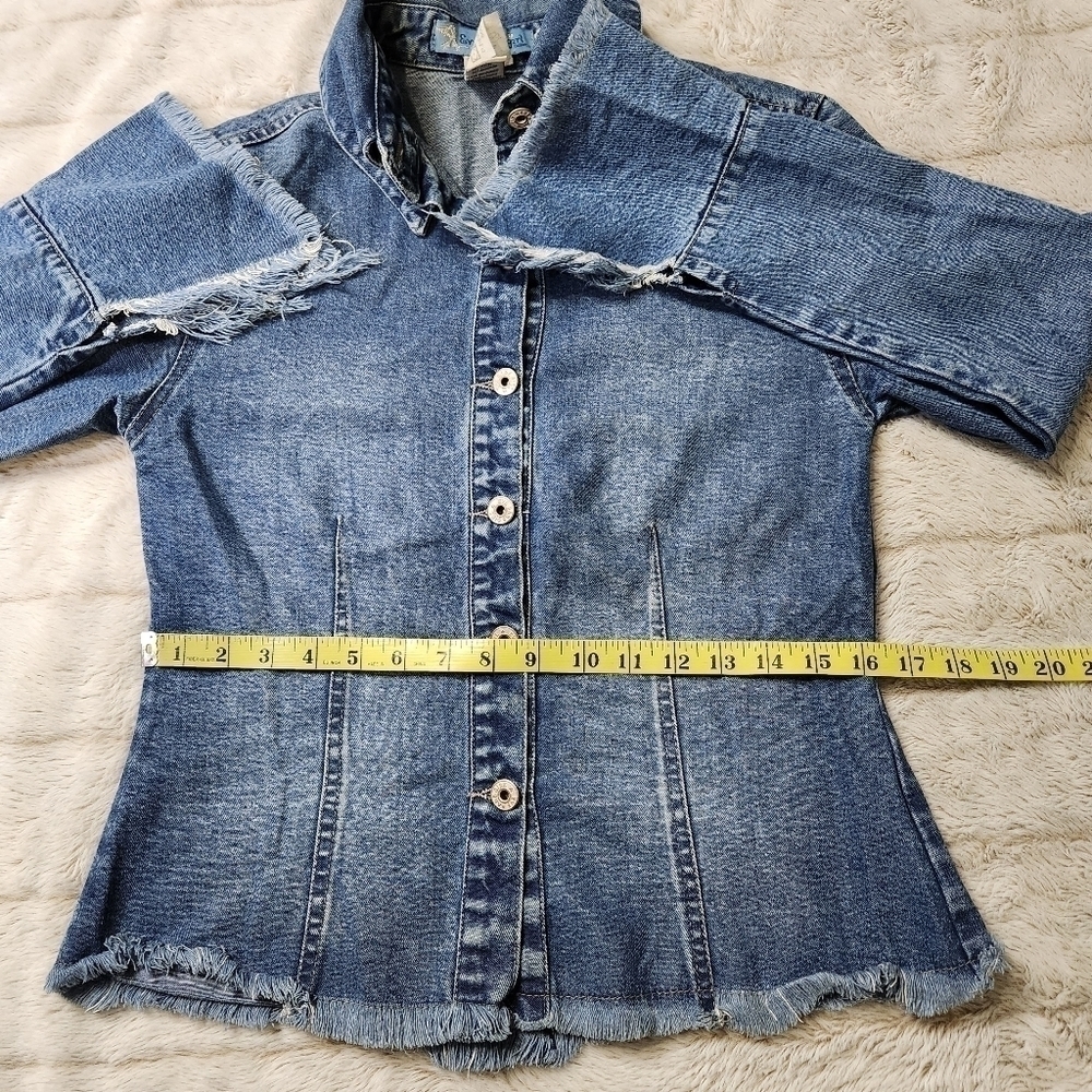 Shirt Jacket Denim Blue Vintage Collared fitted EVE BARE GI… - Picture 11 of 16